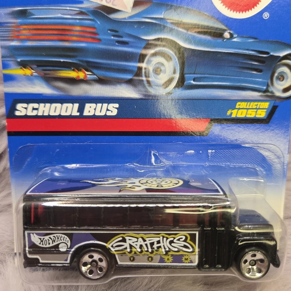 Vintage Mattel Hot Wheels Black Graphic School Bus 1980s Special Limited Edition